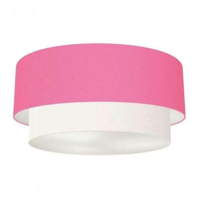 Plafon Duplo Cilíndrico Vivare Md-3017 Cúpula Tecido 50x40cm - Bivolt Rosa-bebê-branco 127/220v
