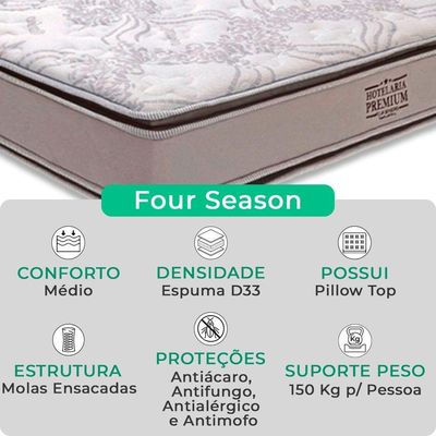 Colchão Four Season Molas Ensacadas Viúva V-store 128x188x30