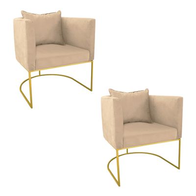 KIT 02 POLTRONAS PAOLA SUEDE BEGE BASE M