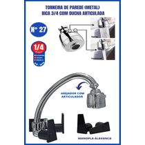 Torneira Parede Metal Bica 3/4 Com Ducha Articulada Manopla Alavanca Preta