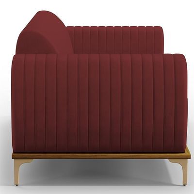 Sofá 3 Lugares Molino 180 Cm Pés D'ouro Marsala C-278