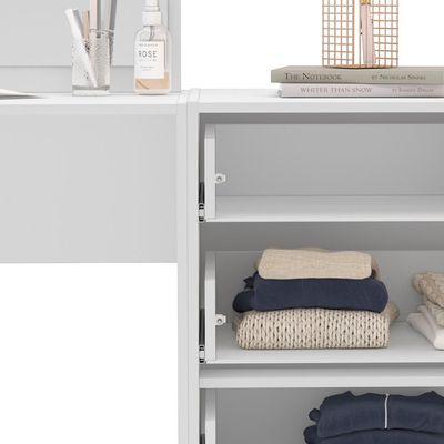 Cômoda com Espelho Porto 4 Gavetas Branca e Azul
