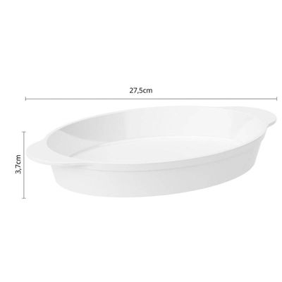 Conjunto 6 Travessas Tigela Oval Branca 800ml Plástico Coza Uno Servir Buffet Eventos Restaurantes