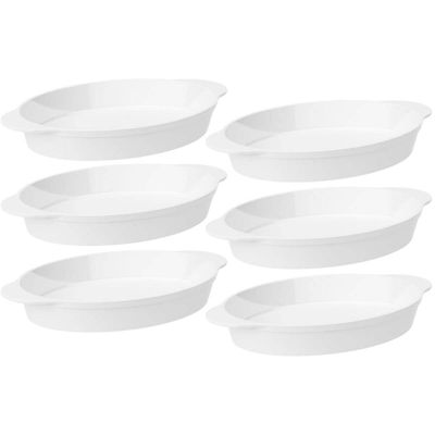 Conjunto 6 Travessas Tigela Oval Branca 800ml Plástico Coza Uno Servir Buffet Eventos Restaurantes