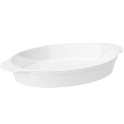 Jogo 12 Travessas Baixelas Plástico 800ml Servir Branco Oval Coza Uno Cozinha Buffet Eventos