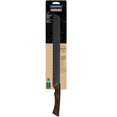 Faca para Fatiar Carne Tramontina Churrasco Black 12" Aço Inox Escurecido Cabo Madeira