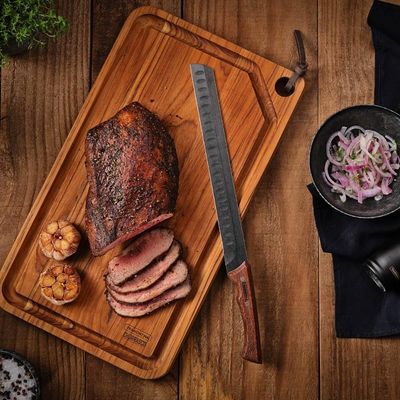 Faca para Fatiar Carne Tramontina Churrasco Black 12" Aço Inox Escurecido Cabo Madeira