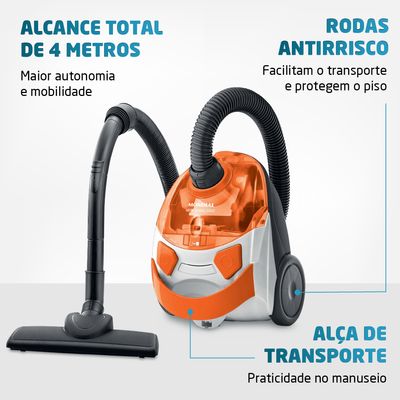 Aspirador de Pó Hepa Turbo 2000 Mondial Branco e Laranja 1500W AP-15 110