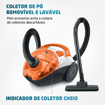 Aspirador de Pó Hepa Turbo 2000 Mondial Branco e Laranja 1500W AP-15 110