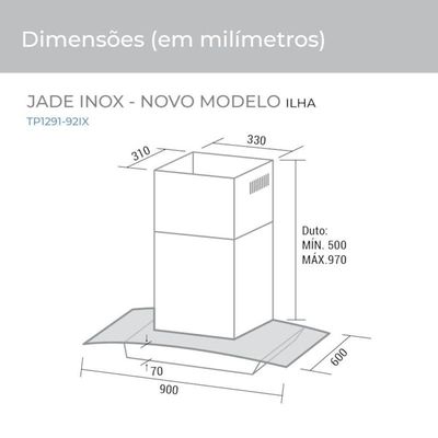 Coifa Ilha Jade 90 Cm Inox Suggar 110V