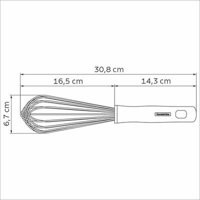 Batedor Manual Tramontina Profissional Em Aço Inox Com Cabo Em Polipropileno Branco 30 Cm