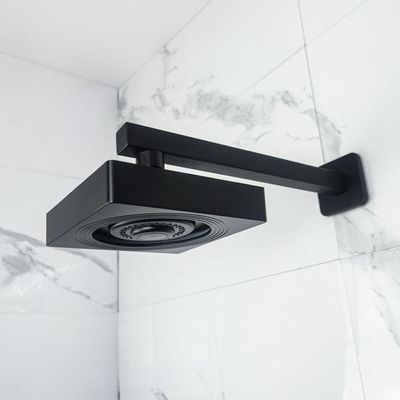 Chuveiro Ducha Autolimpante Quadrado Preto Fosco Articulável Solar Ou Gás Metal Luxo
