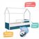 Cama Infantil Montessoriana Casinha Solteiro Gavetas com Roda Branco com Azul