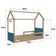 Cama Infantil Montessoriana Casinha Menino Menina Solteiro Com Proteção Lateral Aveiro Com Azul