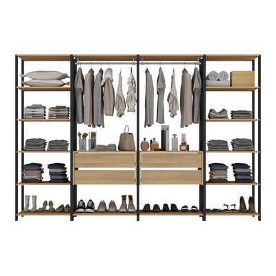 Closet Aberto Modulado Arara Organizadora Com Cabideiro 270cm Allegra Multimóveis Mp4390 Preto/madeirado