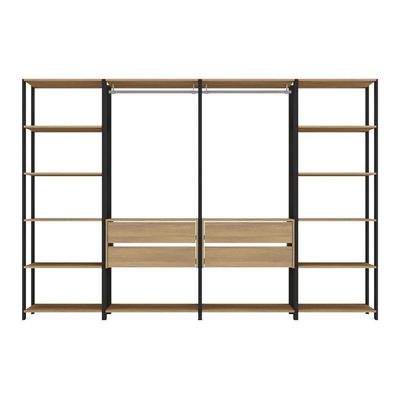 Closet Aberto Modulado Arara Organizadora Com Cabideiro 270cm Allegra Multimóveis Mp4390 Preto/madeirado