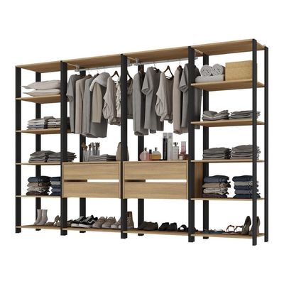 Closet Aberto Modulado Arara Organizadora Com Cabideiro 270cm Allegra Multimóveis Mp4390 Preto/madeirado
