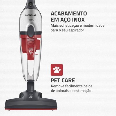 Aspirador De Pó Vertical Mondial Turbo Cinza Com Inox 110V