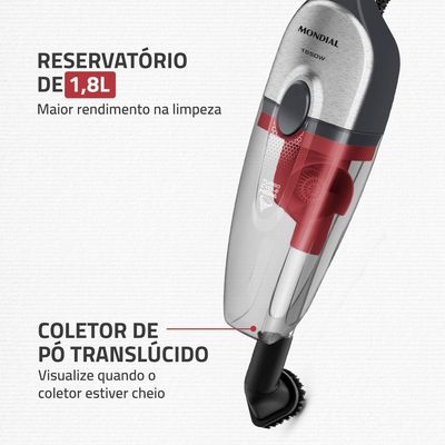 Aspirador De Pó Vertical Mondial Turbo Cinza Com Inox 110V