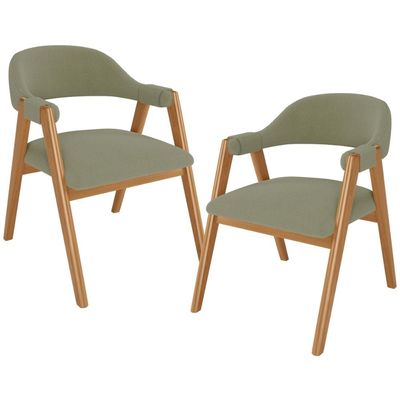 Kit 02 Cadeiras de Jantar e Estar Living Estofada Nadja L02 Bouclê Oliva - Lyam Decor