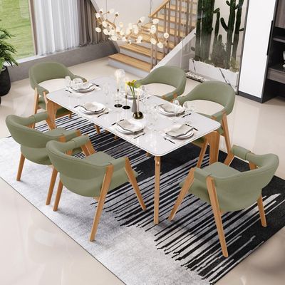 Kit 02 Cadeiras de Jantar e Estar Living Estofada Nadja L02 Bouclê Oliva - Lyam Decor