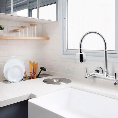 Torneira Misturador Cozinha Gourmet Tubo ível Cromado 2 Jato Parede Meli