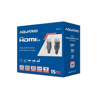 Cabo Hdmi Aquario 4k15 4k Macho X Macho 2.0 15m