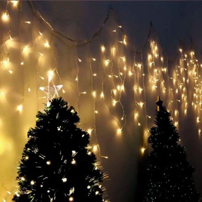 7 Metros Cascata Com 300 Lampadas Led Pisca Natal De Tomada Branco Quente