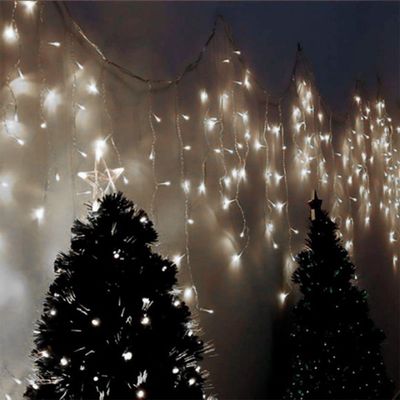 7 Metros Cascata Com 300 Lampadas Led Pisca Natal De Tomada Branco Quente