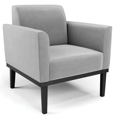 Sofá Namoradeira E 1 Poltrona Base Madeira Preto Maressa Suede Cinza - Ibiza
