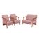 Conjunto Venus Braços Em Madeira Maciça 1 Namoradeira 2 Poltronas Suede Unidecor Rosa
