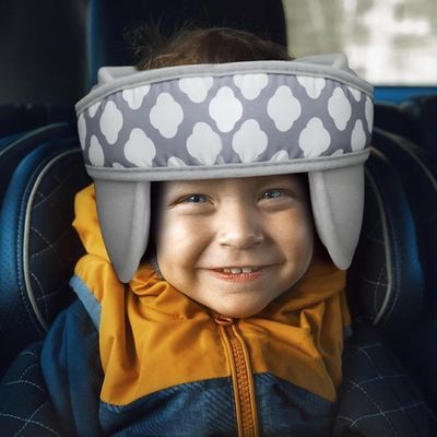 Apoio De Cabeca Pescoco Faixa Ajustavel Protecao Bebe Crianca Almofada Viagem Carro Cinza