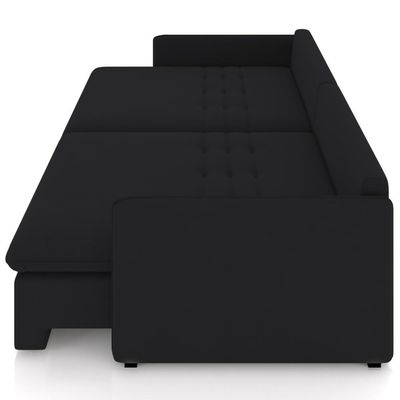 Sofá Cama Retrátil Para Sala de Estar 254cm Una K01 Veludo Preto - Lyam Decor