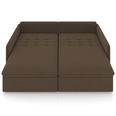 Sofá Cama Retrátil Para Sala de Estar 234cm Una K01 Veludo Marrom - Lyam Decor