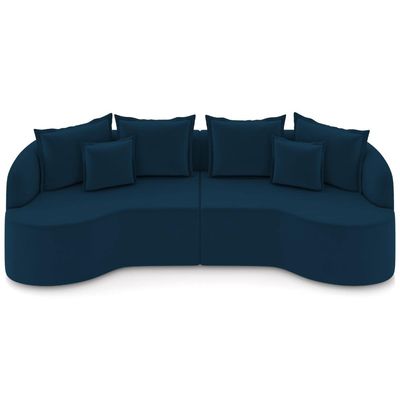 Sofá 4 Lugares Orgânico Sala De Estar Living 270cm Ekos K01 Veludo Azul Marinho - Lyam Decor