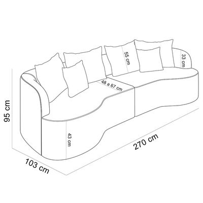 Sofá 4 Lugares Orgânico Sala De Estar Living 270cm Ekos K01 Veludo Azul Marinho - Lyam Decor
