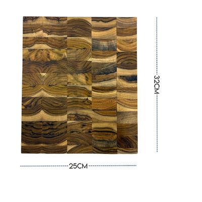 Tábua de Corte Profissional em Madeira Teca 32x25cm Para Cozinha Gourmet