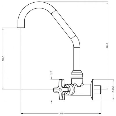 Torneira Para Cozinha Alfa Bica Móvel 1168 C34 Cromada De Parede - Vtp200cwb - Esteves