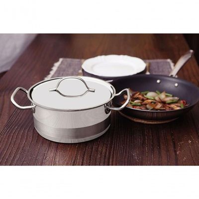 Caçarola Funda Tramontina Professional 28cm Em Aço Inox Com Detalhe Satinado