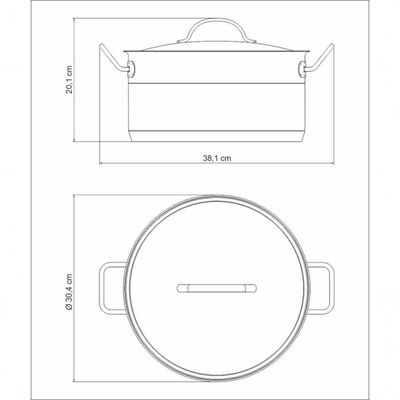 Caçarola Funda Tramontina Professional 28cm Em Aço Inox Com Detalhe Satinado