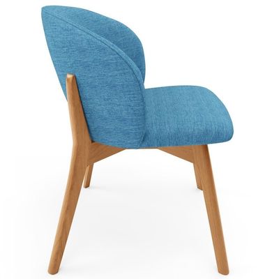 Kit 04 Cadeiras De Jantar E Estar Living Estofada Mia L02 Linho Azul - Lyam Decor