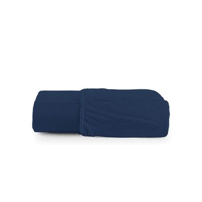 Lençol De Baixo Minimal King Avulso Com Elástico 01 Peça Malha 100% Algodão - Azul Marinho