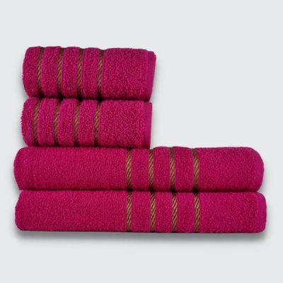 Jogo de Toalhas 8 peça Coleção Montreal 100% Algodão Branco+Rosa