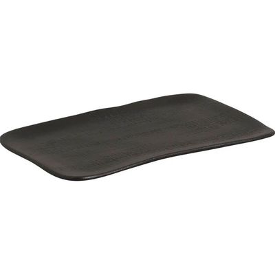 Kit 12 Travessas Retangular 27x17cm Porto Brasil Juta Preto Matte Cozinha Prato Servir Petiscos Mesa