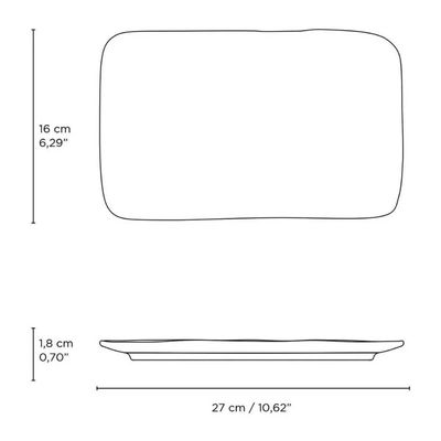 Kit 12 Travessas Retangular 27x17cm Porto Brasil Juta Preto Matte Cozinha Prato Servir Petiscos Mesa