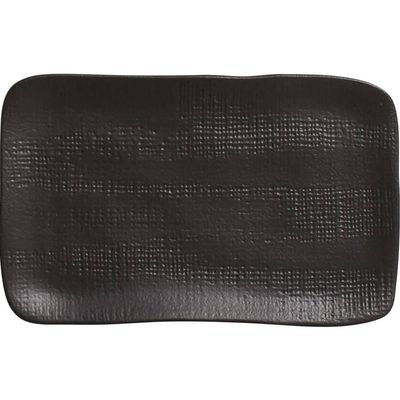 Kit 12 Travessas Retangular 27x17cm Porto Brasil Juta Preto Matte Cozinha Prato Servir Petiscos Mesa