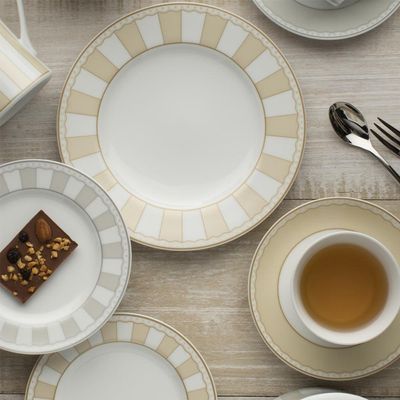 Baixela de pratos em porcelana Noritake Carnivale champanhe 18 peças: Elegância para a sua mesa