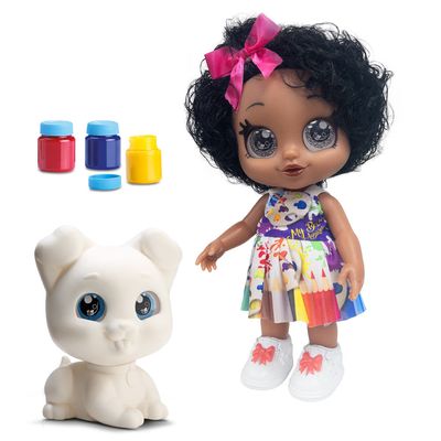 Boneca My Best Negra Com Pintura BeeToys