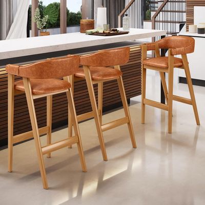 Banqueta Alta Bar Cozinha Sala de Jantar Bar Nadja L02 Couríssimo Camel - Lyam Decor