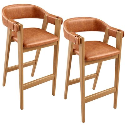 Kit 02 Banquetas Alta Bar Cozinha Sala de Jantar Bar Nadja L02 Couríssimo Camel - Lyam Decor